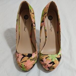 Michael Antonio Floral Pink and Green Heels